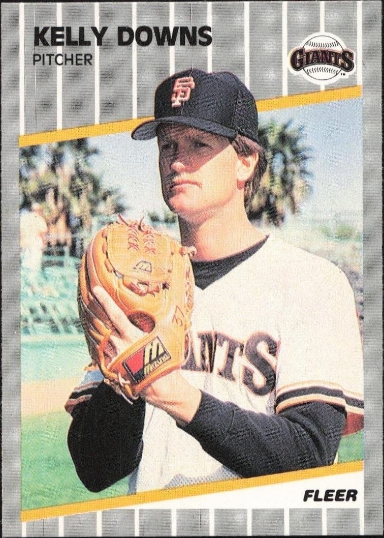 Kelly Downs 1989 Fleer #326 Baseball Trading Card - Front 1989 Fleer Kelly Downs #326 baseball trading card front