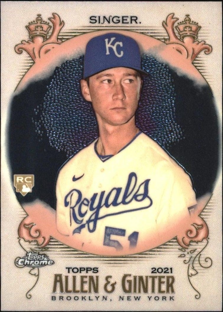 Brady Singer 2021 Topps Allen & Ginter Chrome #117 Baseball Trading Card - Front 2021 Topps Allen & Ginter Chrome Brady Singer #117 baseball trading card front