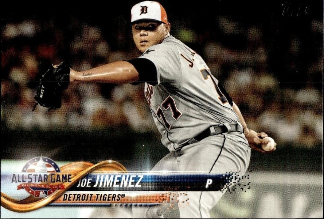 Joe Jimenez 2018 Topps Update Series #US197A Baseball Trading Card - Front 2018 Topps Update Series Joe Jimenez #US197A baseball trading card front