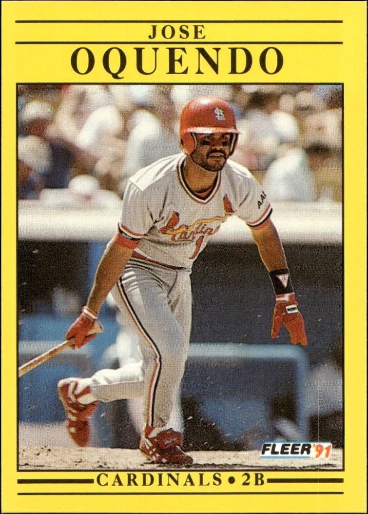 Jose Oquendo 1991 Fleer #640 Baseball Trading Card - Front 1991 Fleer Jose Oquendo #640 baseball trading card front