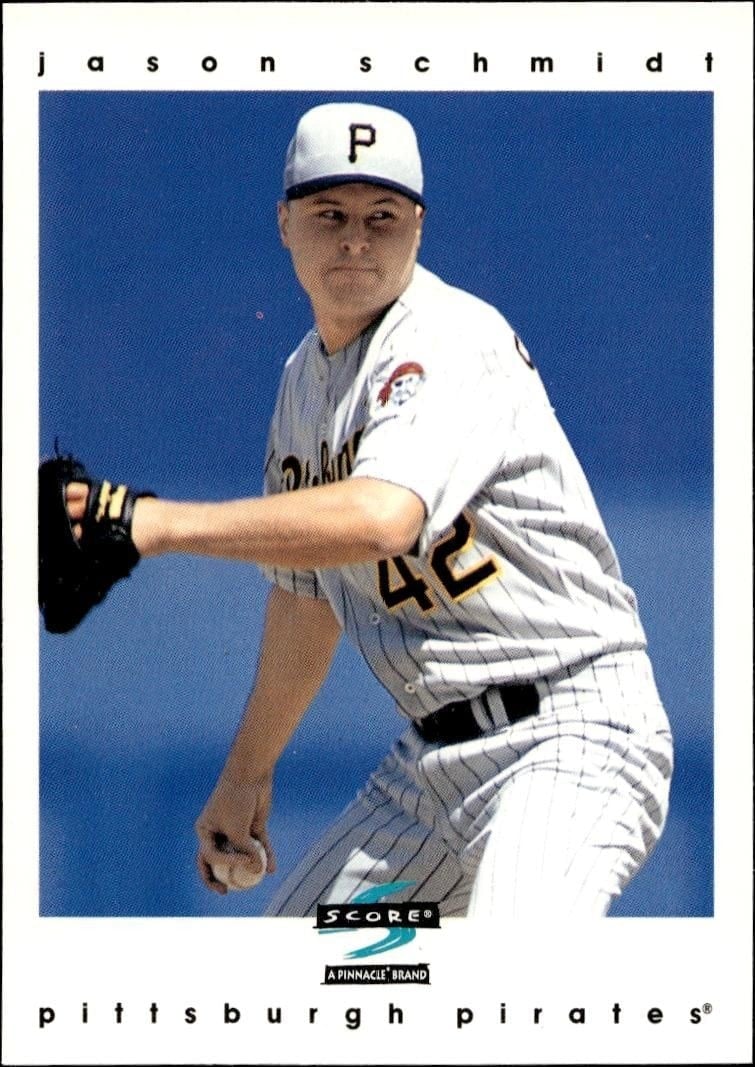Jason Schmidt 1997 Pinnacle Score #446 Baseball Trading Card - Front 1997 Pinnacle Score Jason Schmidt #446 baseball trading card front