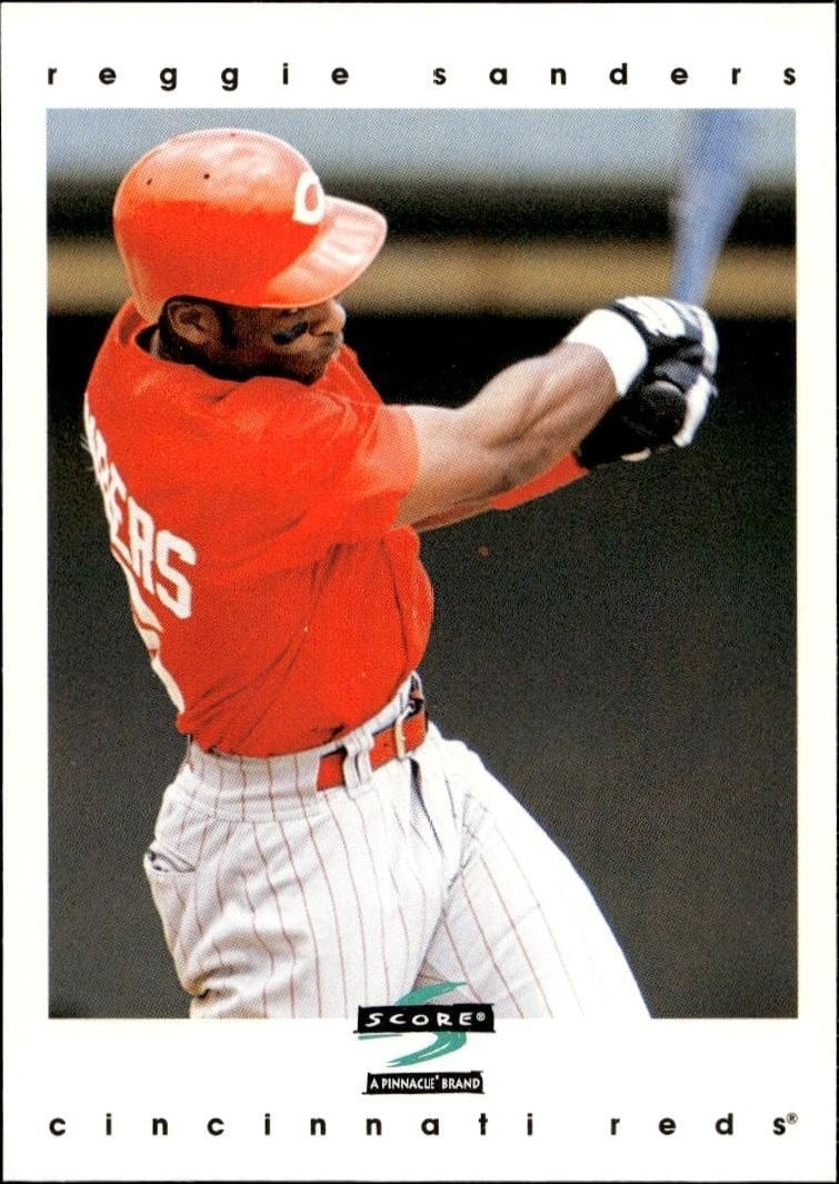Reggie Sanders 1997 Pinnacle Score #19 Baseball Trading Card - Front 1997 Pinnacle Score Reggie Sanders #19 baseball trading card front