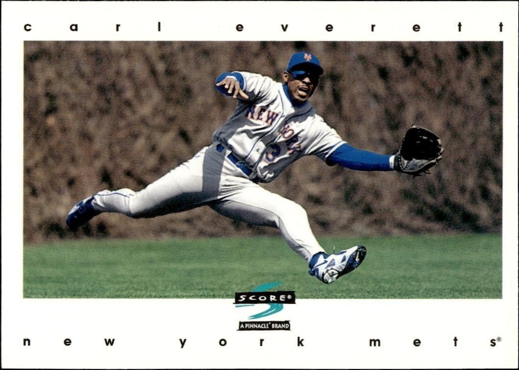 Carl Everett 1997 Pinnacle Score #438 Baseball Trading Card - Front 1997 Pinnacle Score Carl Everett #438 baseball trading card front
