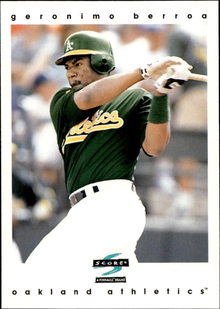 Geronimo Berroa 1997 Pinnacle Score #37 Baseball Trading Card - Front 1997 Pinnacle Score Geronimo Berroa #37 baseball trading card front