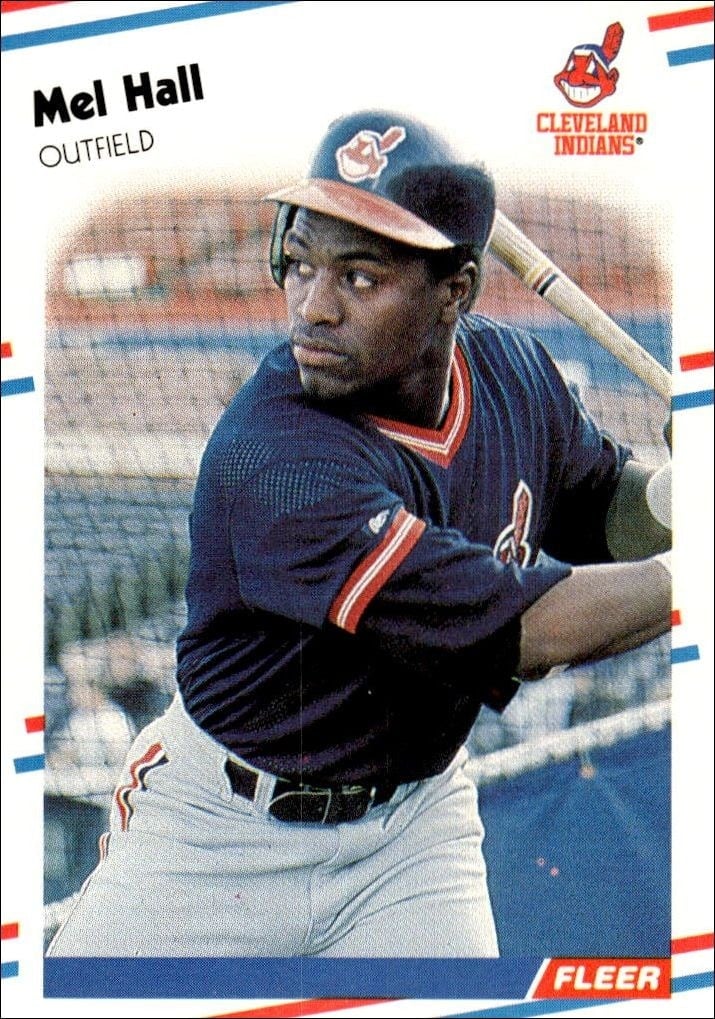 Mel Hall 1988 Fleer #610 Baseball Trading Card - Front 1988 Fleer Mel Hall #610 baseball trading card front