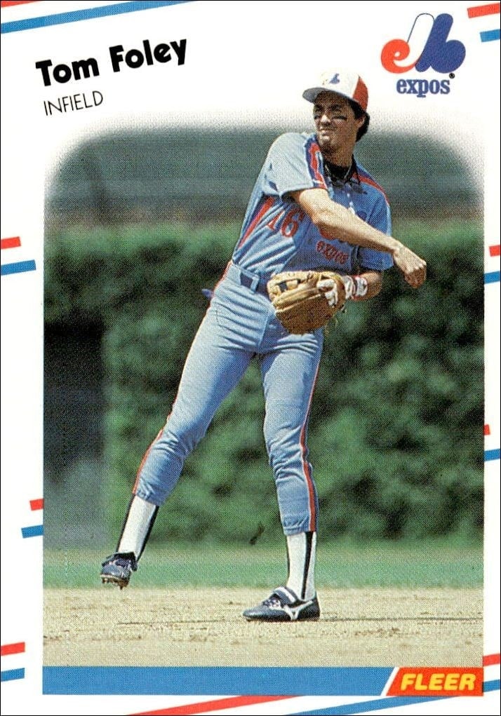 Tom Foley 1988 Fleer #183 Baseball Trading Card - Front 1988 Fleer Tom Foley #183 baseball trading card front