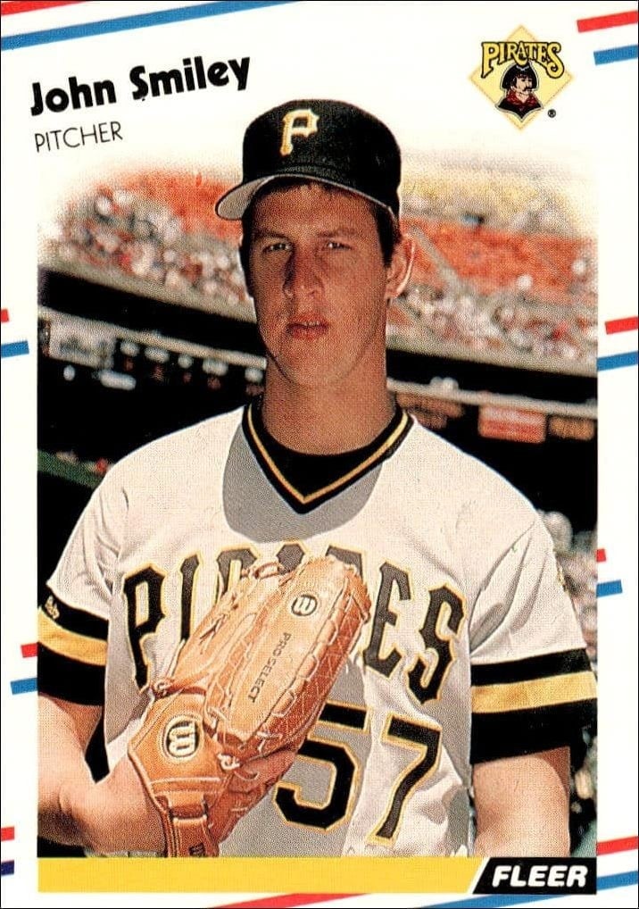John Smiley 1988 Fleer #340 Baseball Trading Card - Front 1988 Fleer John Smiley #340 baseball trading card front