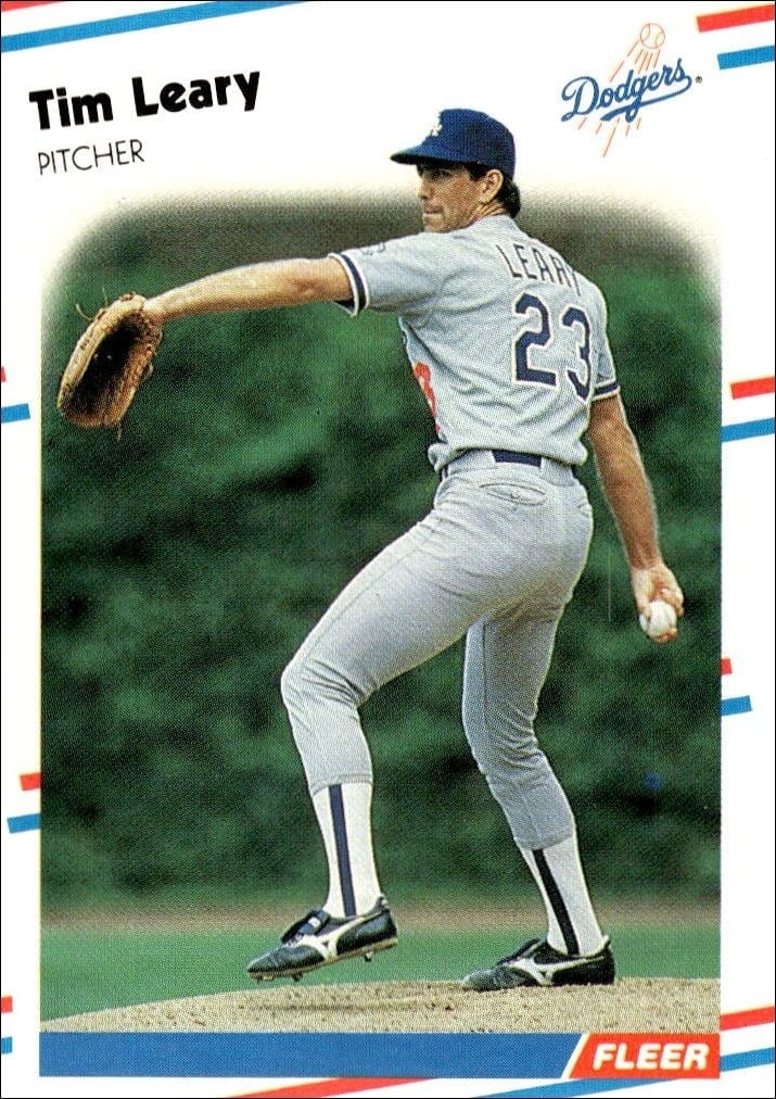 Tim Leary 1988 Fleer #521 Baseball Trading Card - Front 1988 Fleer Tim Leary #521 baseball trading card front