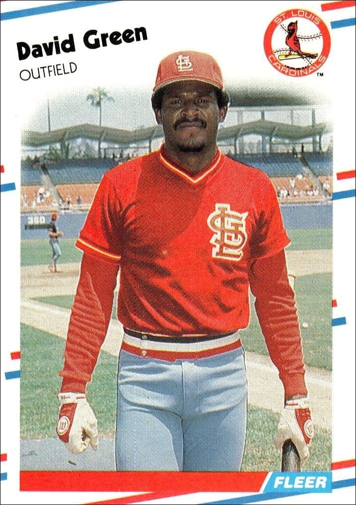 David Green 1988 Fleer #34 Baseball Trading Card - Front 1988 Fleer David Green #34 baseball trading card front