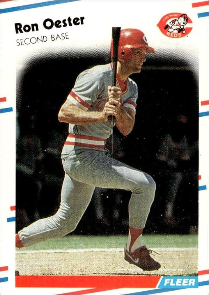 Ron Oester 1988 Fleer #242 Baseball Trading Card - Front 1988 Fleer Ron Oester #242 baseball trading card front