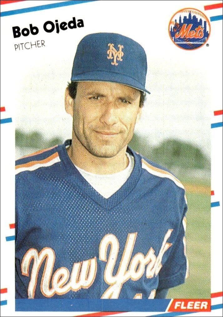 Bob Ojeda 1988 Fleer #147 Baseball Trading Card - Front 1988 Fleer Bob Ojeda #147 baseball trading card front