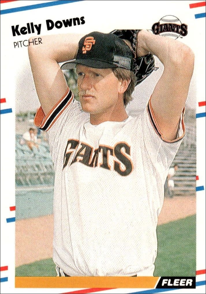 Kelly Downs 1988 Fleer #80 Baseball Trading Card - Front 1988 Fleer Kelly Downs #80 baseball trading card front