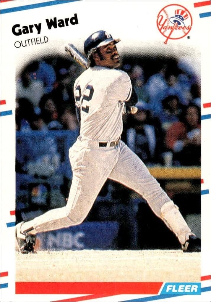 Gary Ward 1988 Fleer #224 Baseball Trading Card - Front 1988 Fleer Gary Ward #224 baseball trading card front