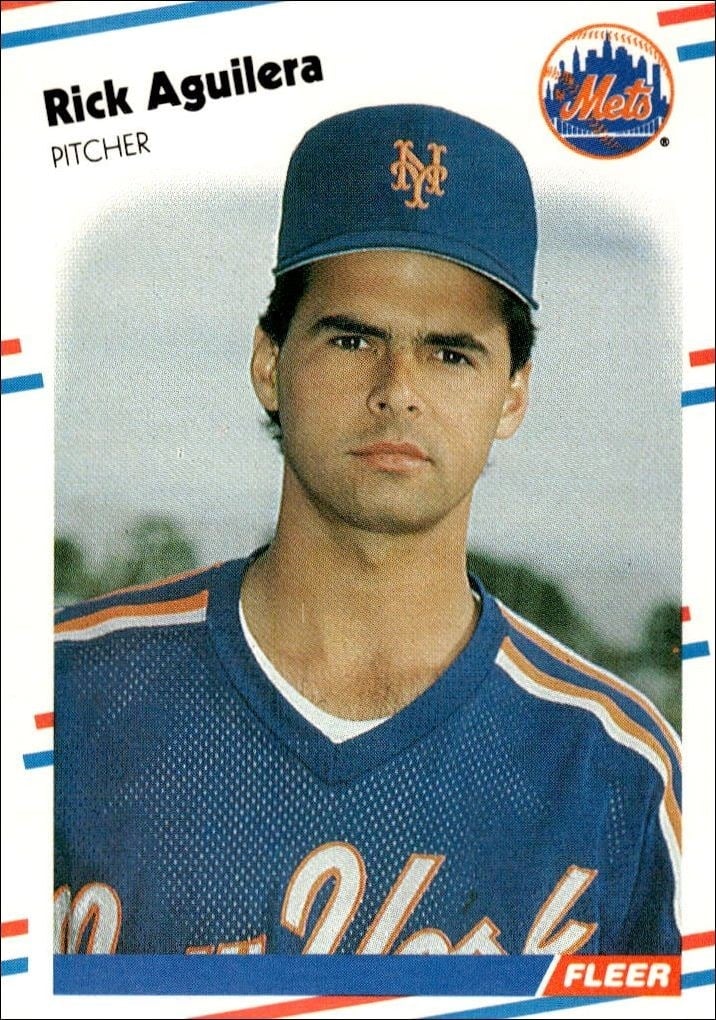 Rick Aguilera 1988 Fleer #127 Baseball Trading Card - Front 1988 Fleer Rick Aguilera #127 baseball trading card front
