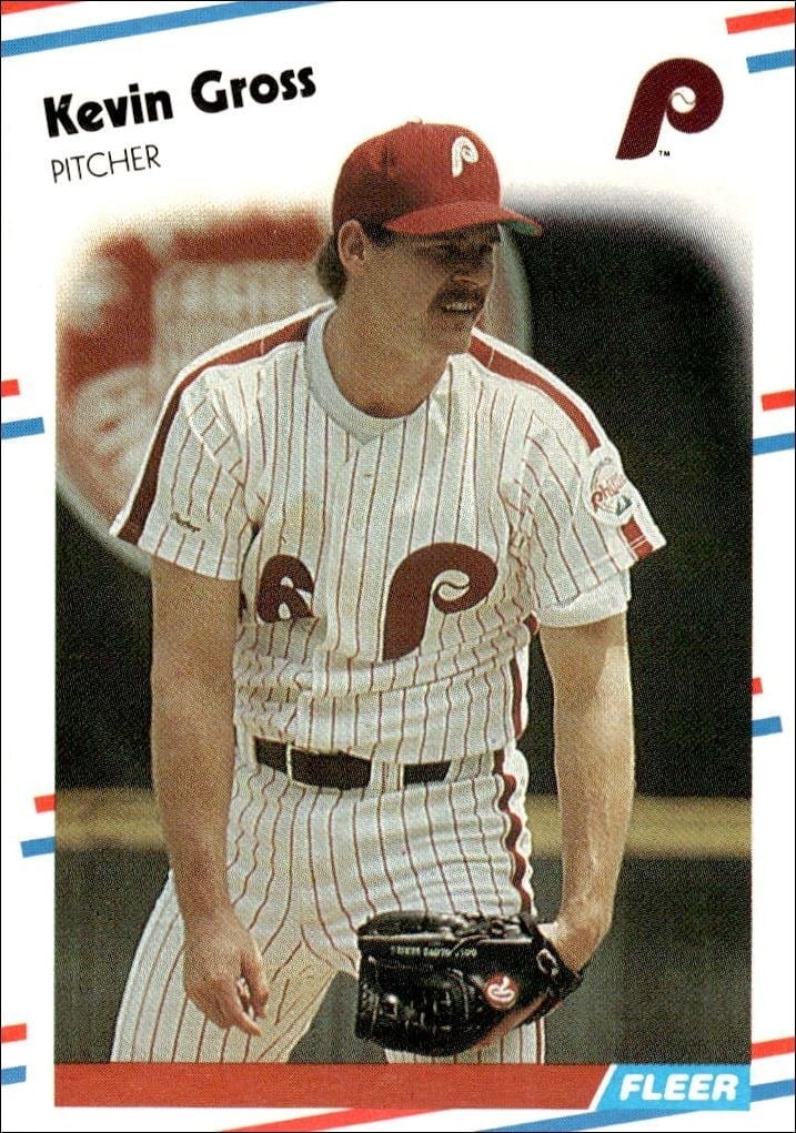 Kevin Gross 1988 Fleer #303 Baseball Trading Card - Front 1988 Fleer Kevin Gross #303 baseball trading card front