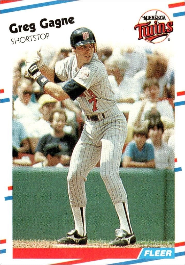 Greg Gagne 1988 Fleer #11 Baseball Trading Card - Front 1988 Fleer Greg Gagne #11 baseball trading card front