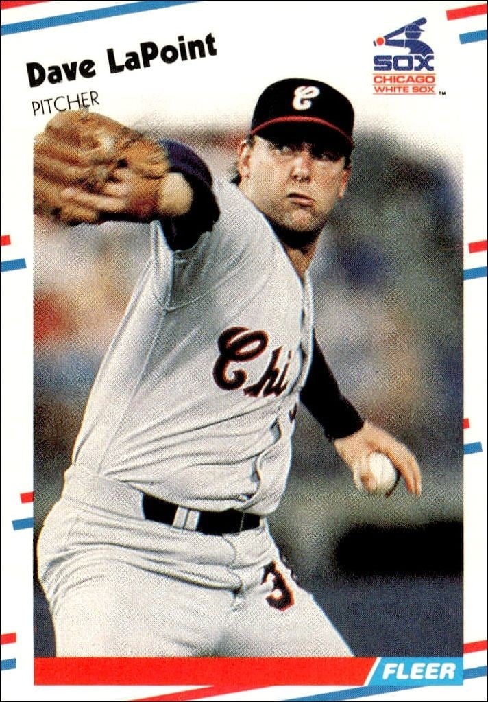 Dave LaPoint 1988 Fleer #402 Baseball Trading Card - Front 1988 Fleer Dave LaPoint #402 baseball trading card front