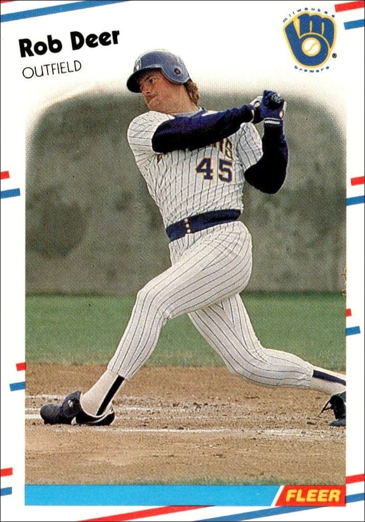 Rob Deer 1988 Fleer #163 Baseball Trading Card - Front 1988 Fleer Rob Deer #163 baseball trading card front