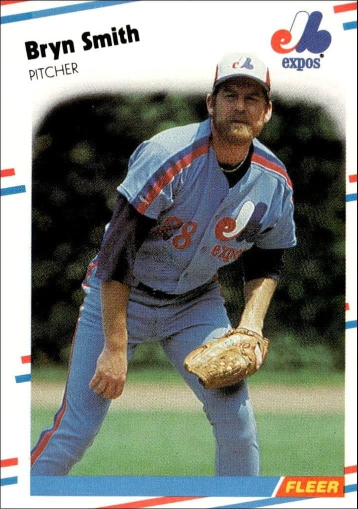 Bryn Smith 1988 Fleer #196 Baseball Trading Card - Front 1988 Fleer Bryn Smith #196 baseball trading card front