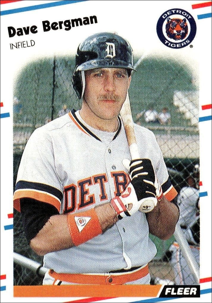 Dave Bergman 1988 Fleer #52 Baseball Trading Card - Front 1988 Fleer Dave Bergman #52 baseball trading card front