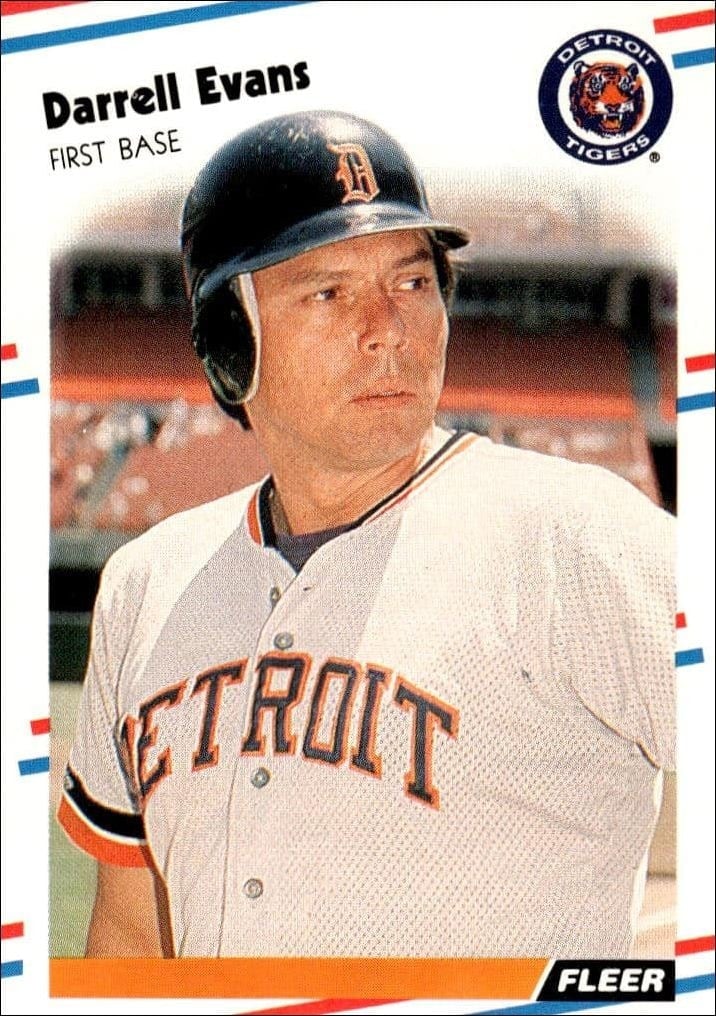 Darrell Evans 1988 Fleer #54 Baseball Trading Card - Front 1988 Fleer Darrell Evans #54 baseball trading card front
