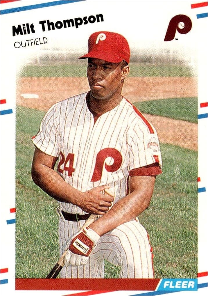 Milt Thompson 1988 Fleer #319 Baseball Trading Card - Front 1988 Fleer Milt Thompson #319 baseball trading card front