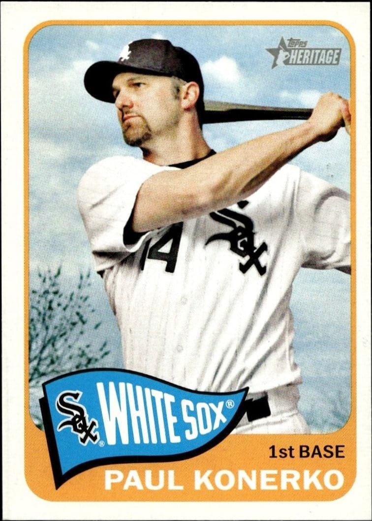 Paul Konerko 2014 Topps Heritage #70 Baseball Trading Card - Front 2014 Topps Heritage Paul Konerko #70 baseball trading card front