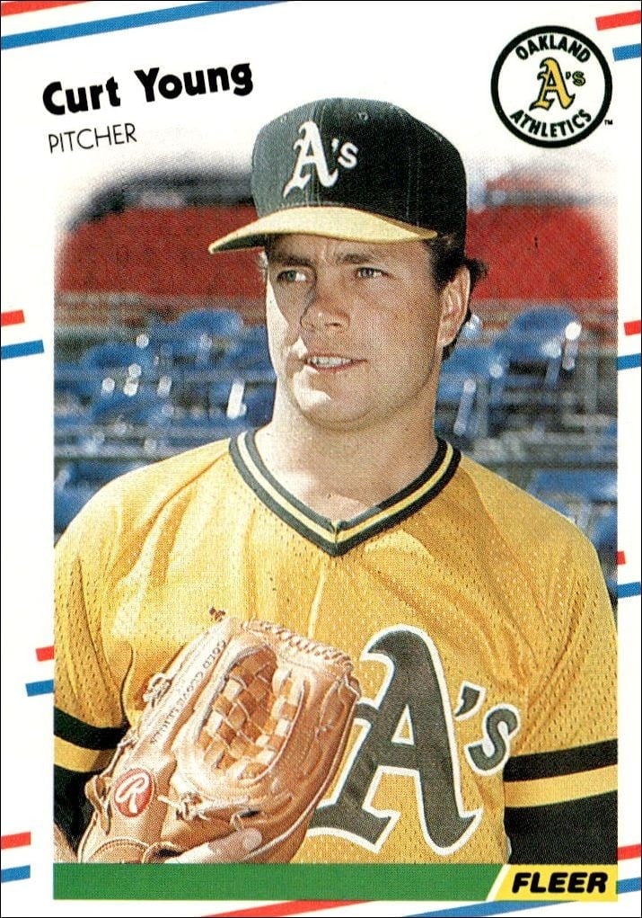 Curt Young 1988 Fleer #296 Baseball Trading Card - Front 1988 Fleer Curt Young #296 baseball trading card front