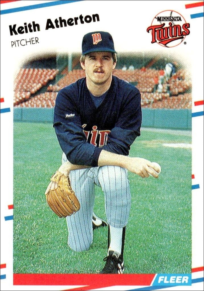 Keith Atherton 1988 Fleer #1 Baseball Trading Card - Front 1988 Fleer Keith Atherton #1 baseball trading card front