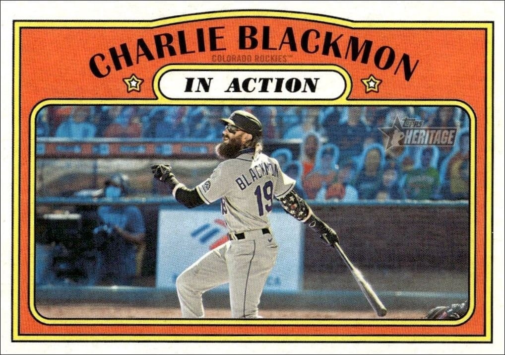 Charlie Blackmon 2021 Topps Heritage #306 Baseball Trading Card - Front 2021 Topps Heritage Charlie Blackmon #306 baseball trading card front