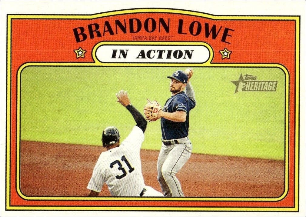 Brandon Lowe 2021 Topps Heritage #242 Baseball Trading Card - Front 2021 Topps Heritage Brandon Lowe #242 baseball trading card front