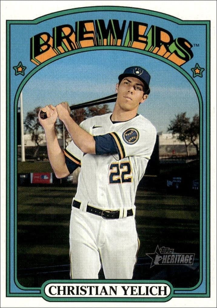 Christian Yelich 2021 Topps Heritage #251 Baseball Trading Card - Front 2021 Topps Heritage Christian Yelich #251 baseball trading card front