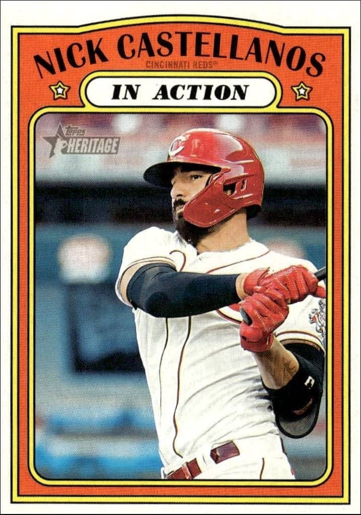 Nick Castellanos 2021 Topps Heritage #126 Baseball Trading Card - Front 2021 Topps Heritage Nick Castellanos #126 baseball trading card front
