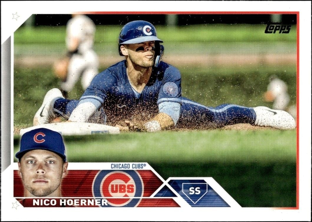 Nico Hoerner 2023 Topps Series 2 #485 Baseball Trading Card - Front 2023 Topps Series 2 Nico Hoerner #485 baseball trading card front