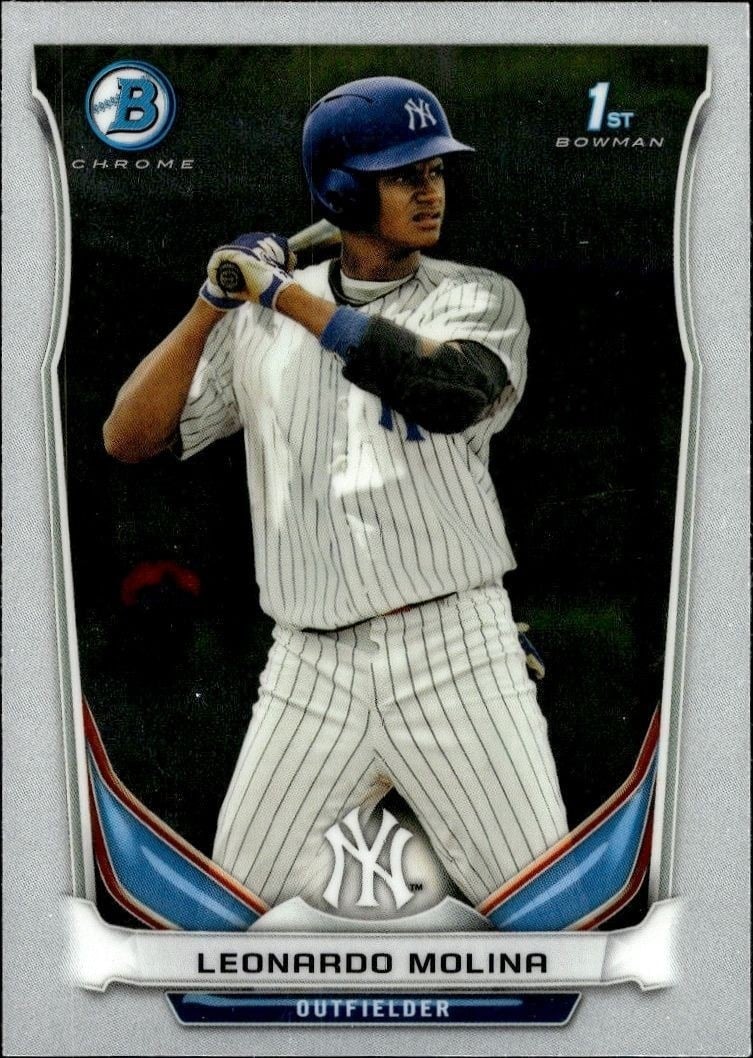 Leonardo Molina 2014 Bowman Chrome #BCP20 Baseball Trading Card - Front 2014 Bowman Chrome Leonardo Molina #BCP20 baseball trading card front