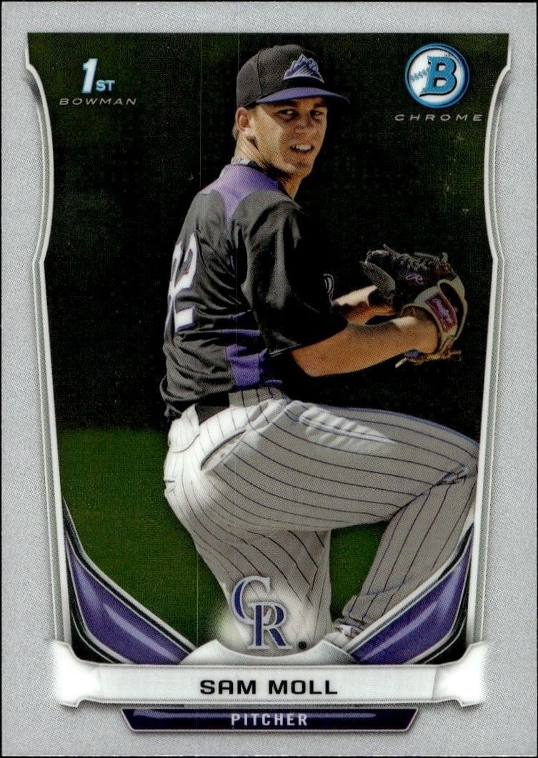 Sam Moll 2014 Bowman Chrome #BCP39 Baseball Trading Card - Front 2014 Bowman Chrome Sam Moll #BCP39 baseball trading card front
