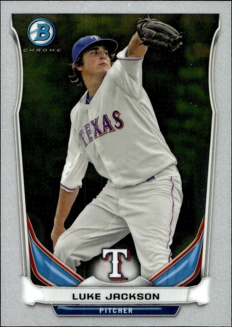 Luke Jackson 2014 Bowman Chrome #BCP18 Baseball Trading Card - Front 2014 Bowman Chrome Luke Jackson #BCP18 baseball trading card front
