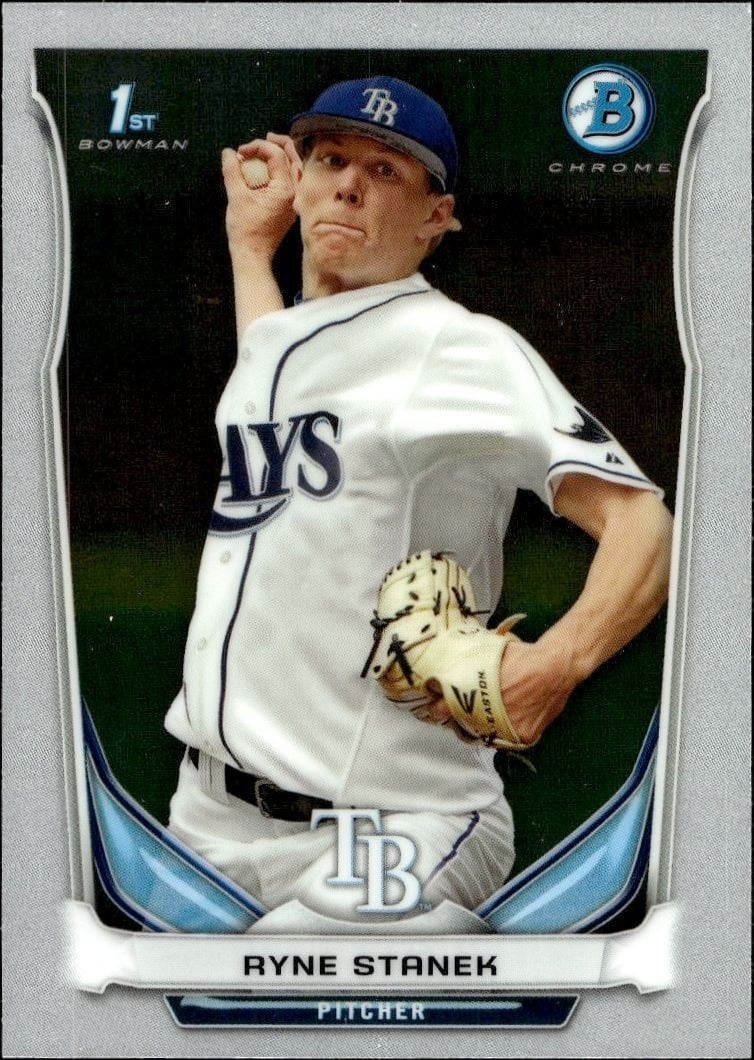 Ryne Stanek 2014 Bowman Chrome #BCP84 Baseball Trading Card - Front 2014 Bowman Chrome Ryne Stanek #BCP84 baseball trading card front
