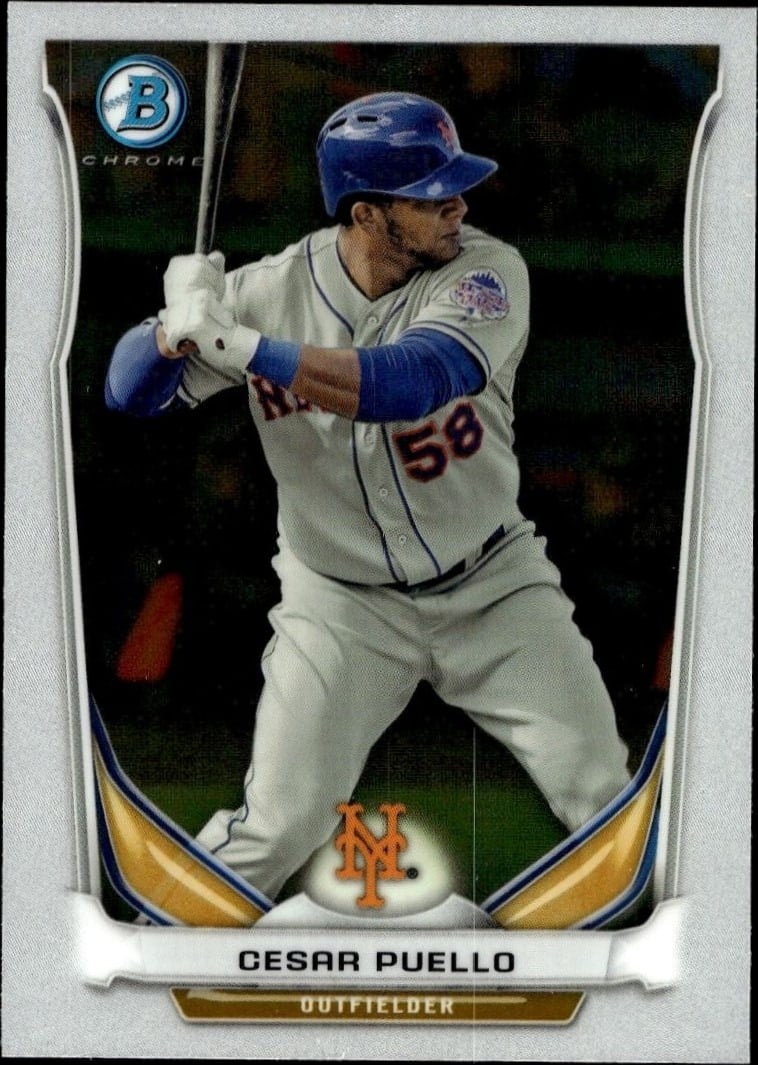 Cesar Puello 2014 Bowman Chrome #BCP34 Baseball Trading Card - Front 2014 Bowman Chrome Cesar Puello #BCP34 baseball trading card front