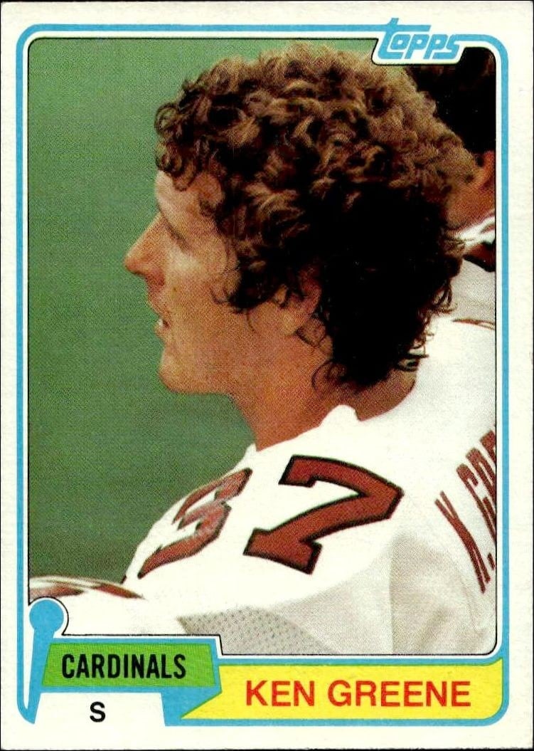 Ken Greene 1981 Topps #17 Football Trading Card - Front 1981 Topps Ken Greene #17 football trading card front