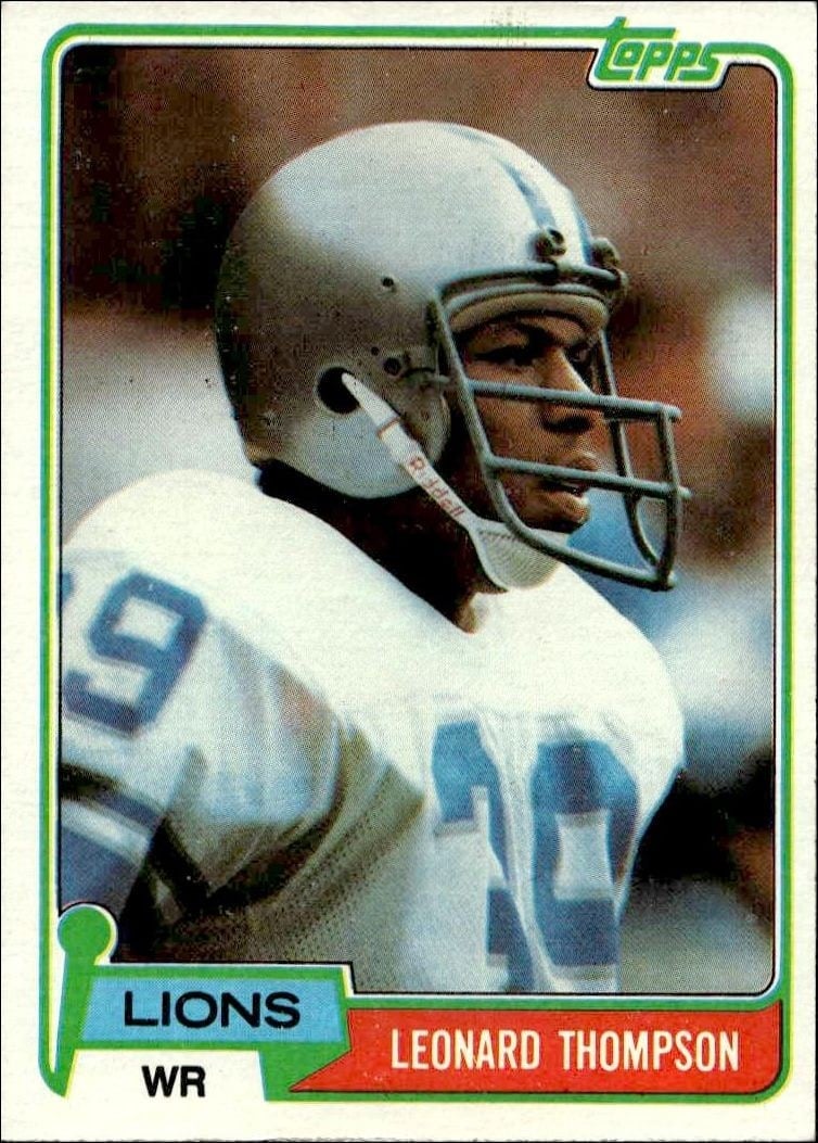 Leonard Thompson 1981 Topps #386 Football Trading Card - Front 1981 Topps Leonard Thompson #386 football trading card front