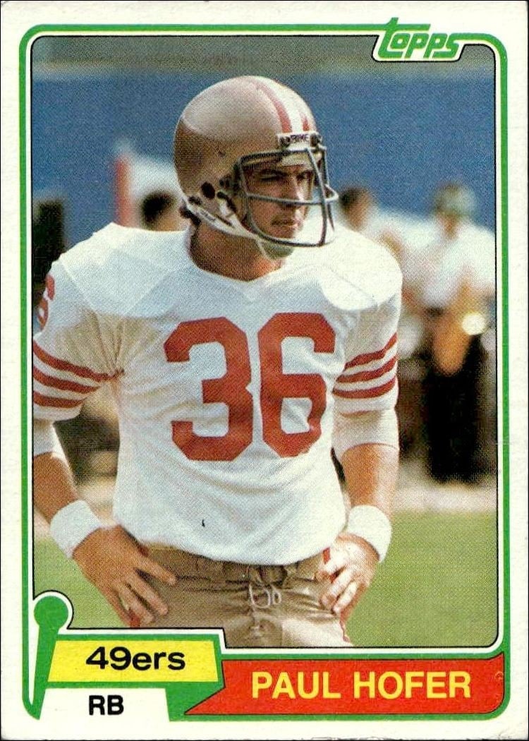 Paul Hofer 1981 Topps #302 Football Trading Card - Front 1981 Topps Paul Hofer #302 football trading card front