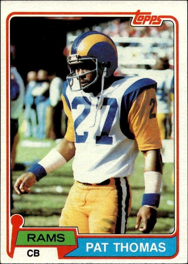 Pat Thomas 1981 Topps #423 Football Trading Card - Front 1981 Topps Pat Thomas #423 football trading card front