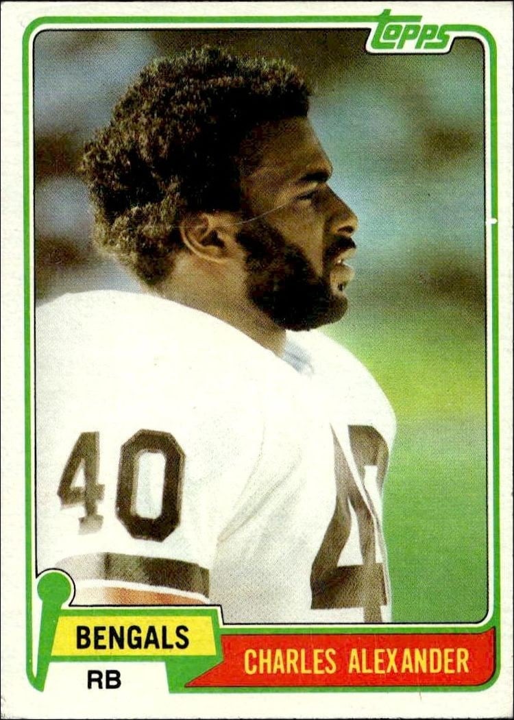 Charles Alexander 1981 Topps #222 Football Trading Card - Front 1981 Topps Charles Alexander #222 football trading card front