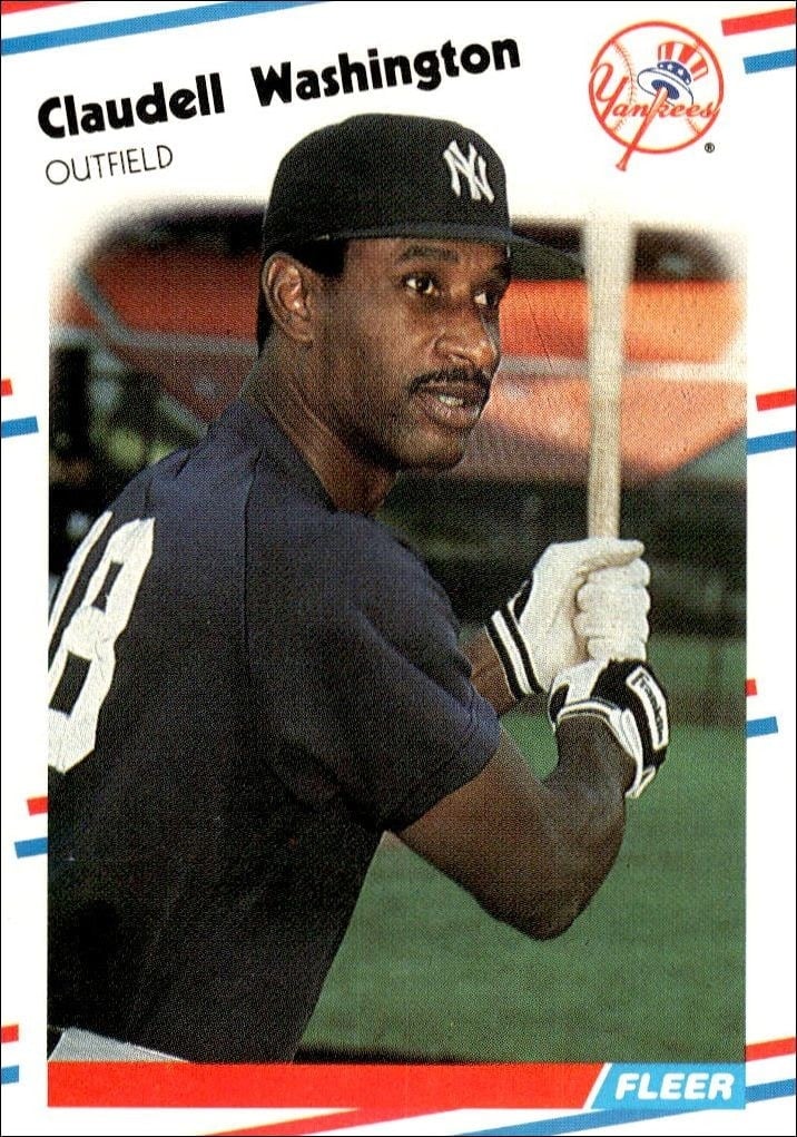 Claudell Washington 1988 Fleer #225 Baseball Trading Card - Front 1988 Fleer Claudell Washington #225 baseball trading card front