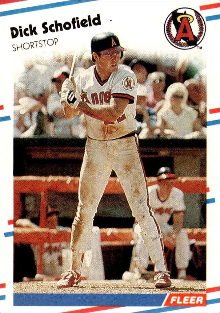 Dick Schofield 1988 Fleer #504 Baseball Trading Card - Front 1988 Fleer Dick Schofield #504 baseball trading card front