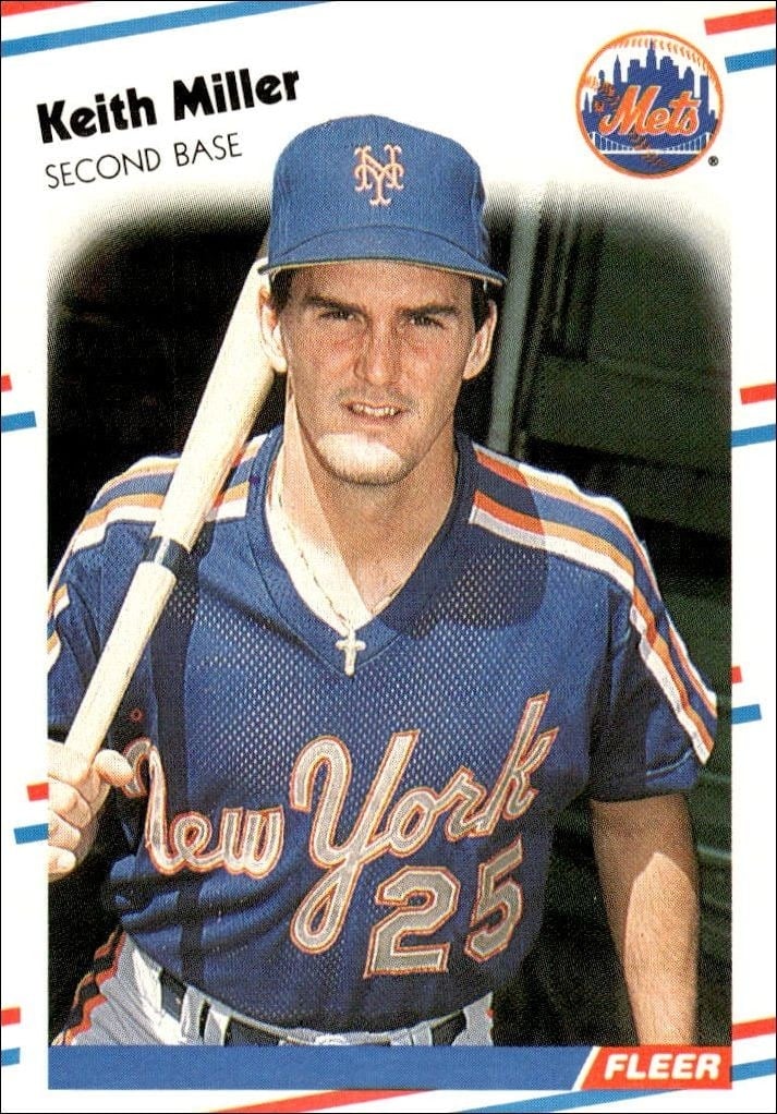 Keith Miller 1988 Fleer #144 Baseball Trading Card - Front 1988 Fleer Keith Miller #144 baseball trading card front