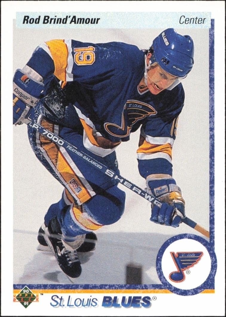Rod Brind'Amour 1990-91 Upper Deck #36 Hockey Trading Card - Front 1990-91 Upper Deck Rod Brind'Amour #36 hockey trading card front