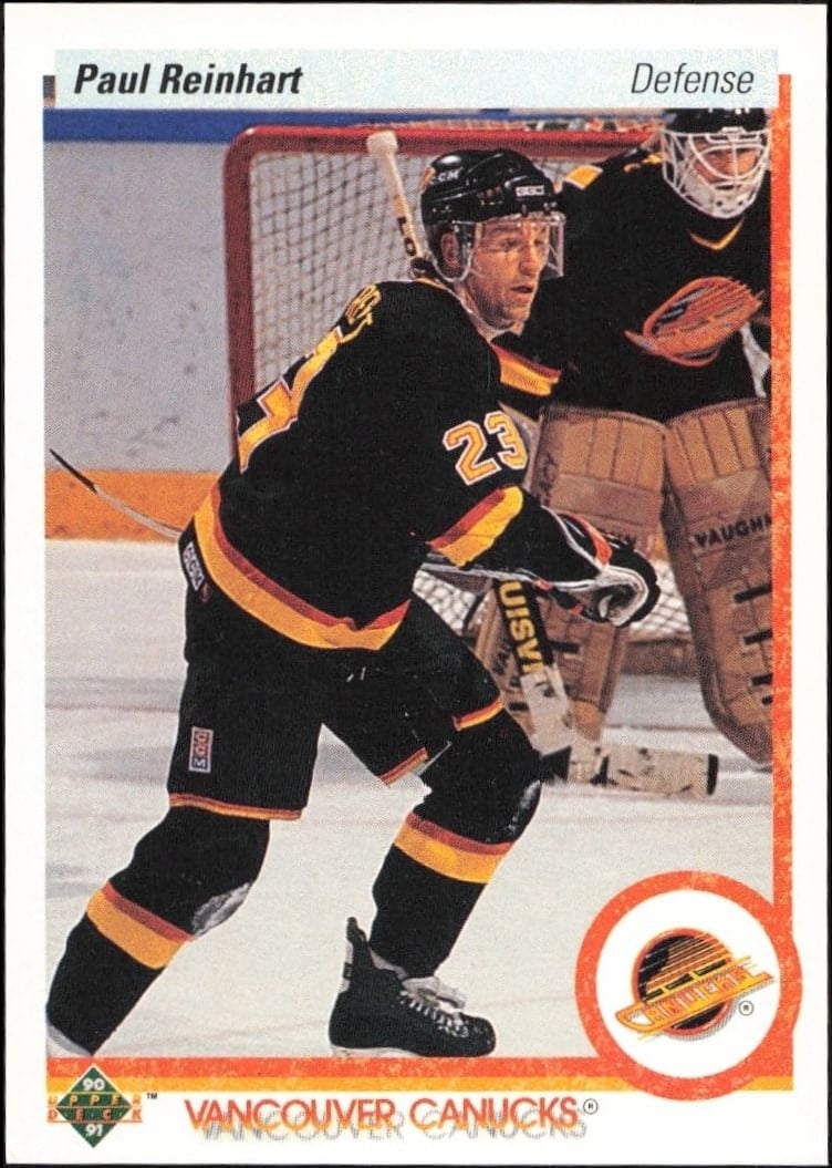 Paul Reinhart 1990-91 Upper Deck #110 Hockey Trading Card - Front 1990-91 Upper Deck Paul Reinhart #110 hockey trading card front