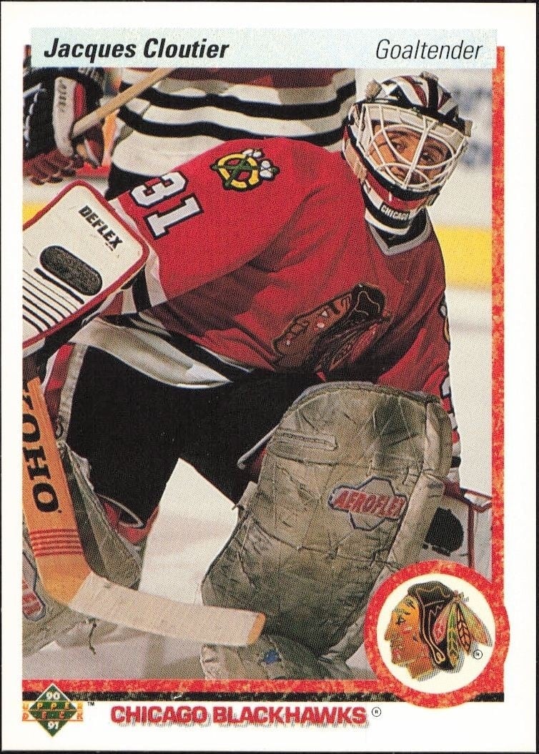 Jacques Cloutier 1990-91 Upper Deck #114 Hockey Trading Card - Front 1990-91 Upper Deck Jacques Cloutier #114 hockey trading card front
